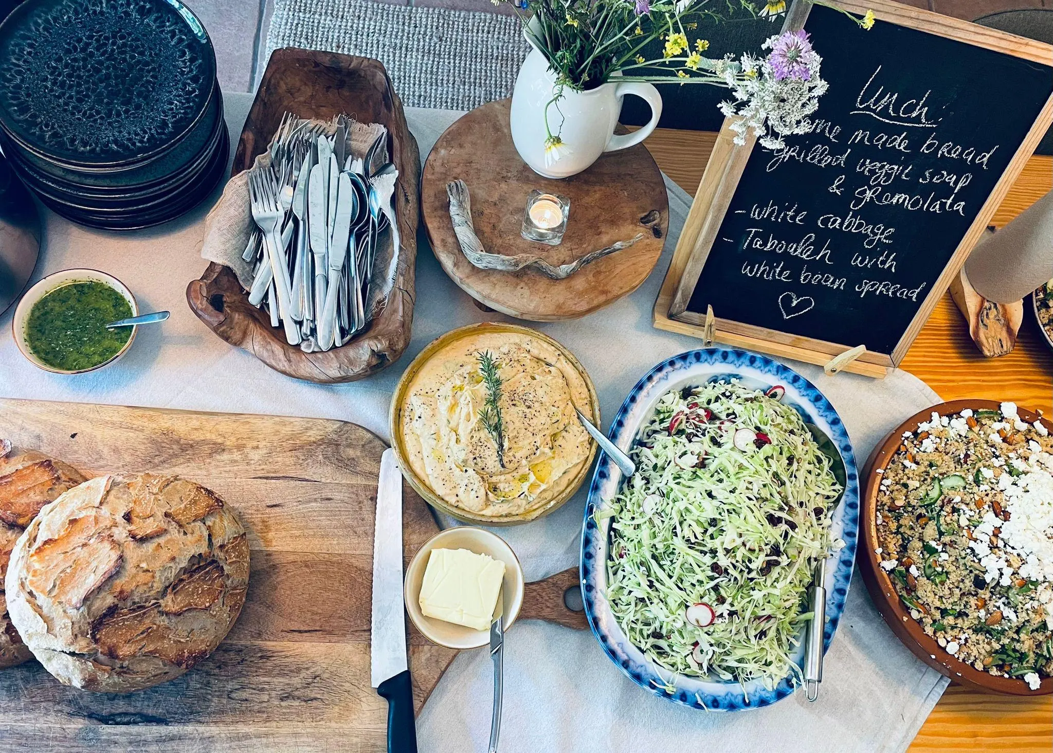 Shared morning breakfast - retreat catering Rose Mountain Algarve
