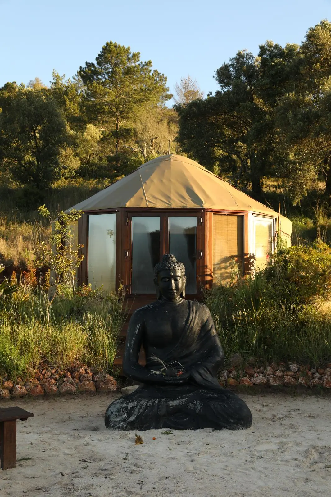 The garden and yurt at Rose Mountain