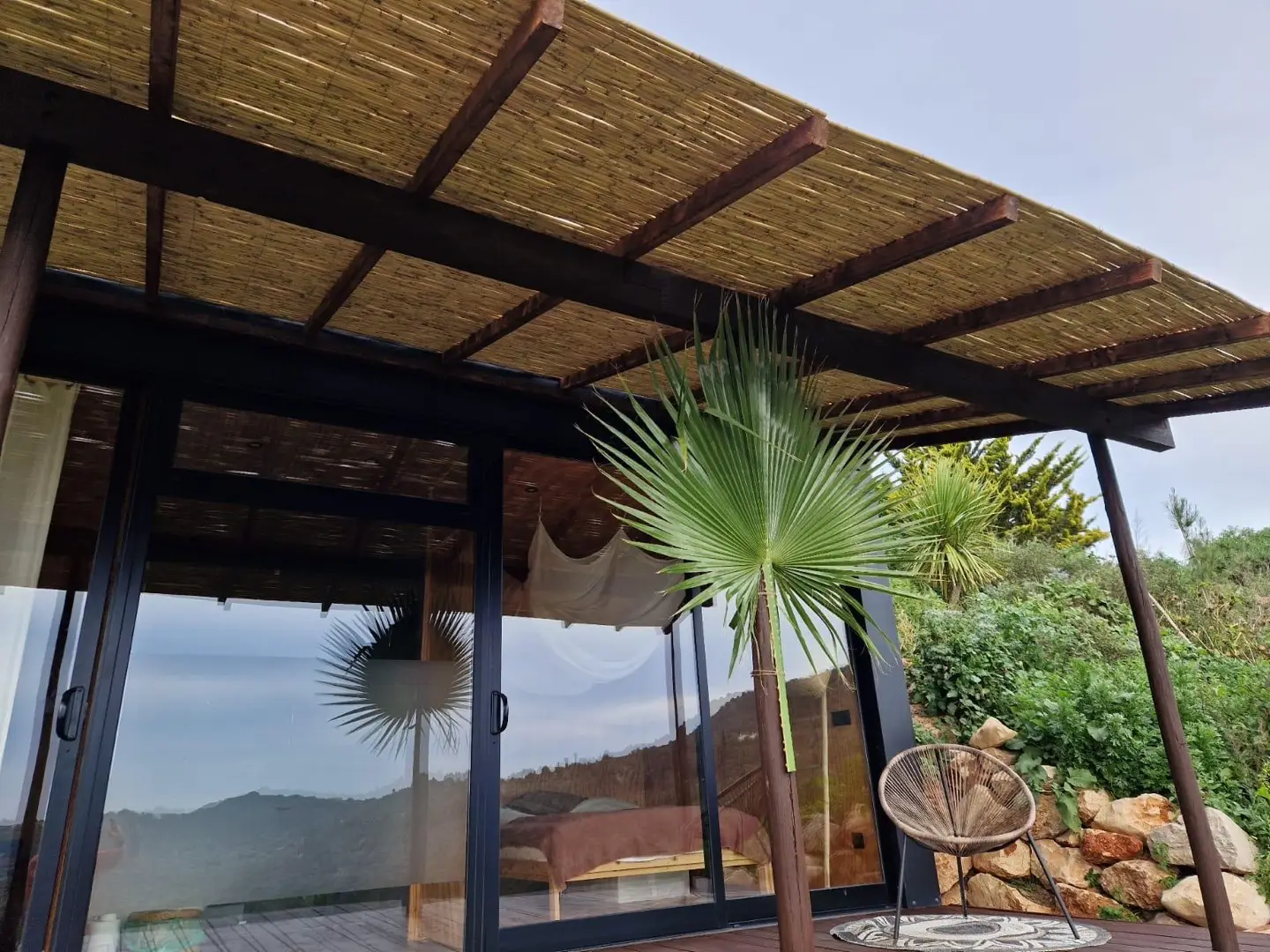 Tiny house private veranda with valley views