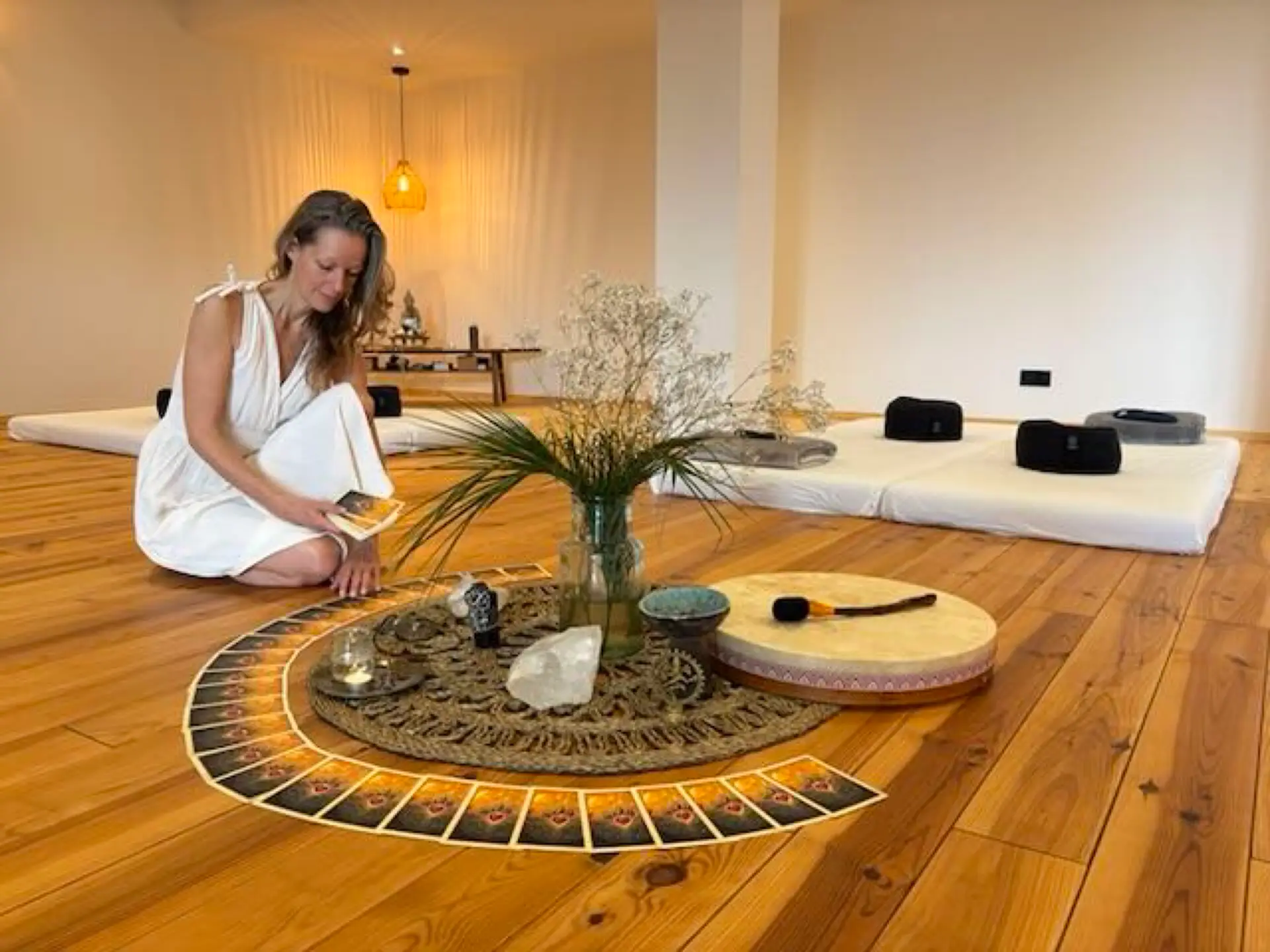 The temple space at Rose Mountain, prepared for a session